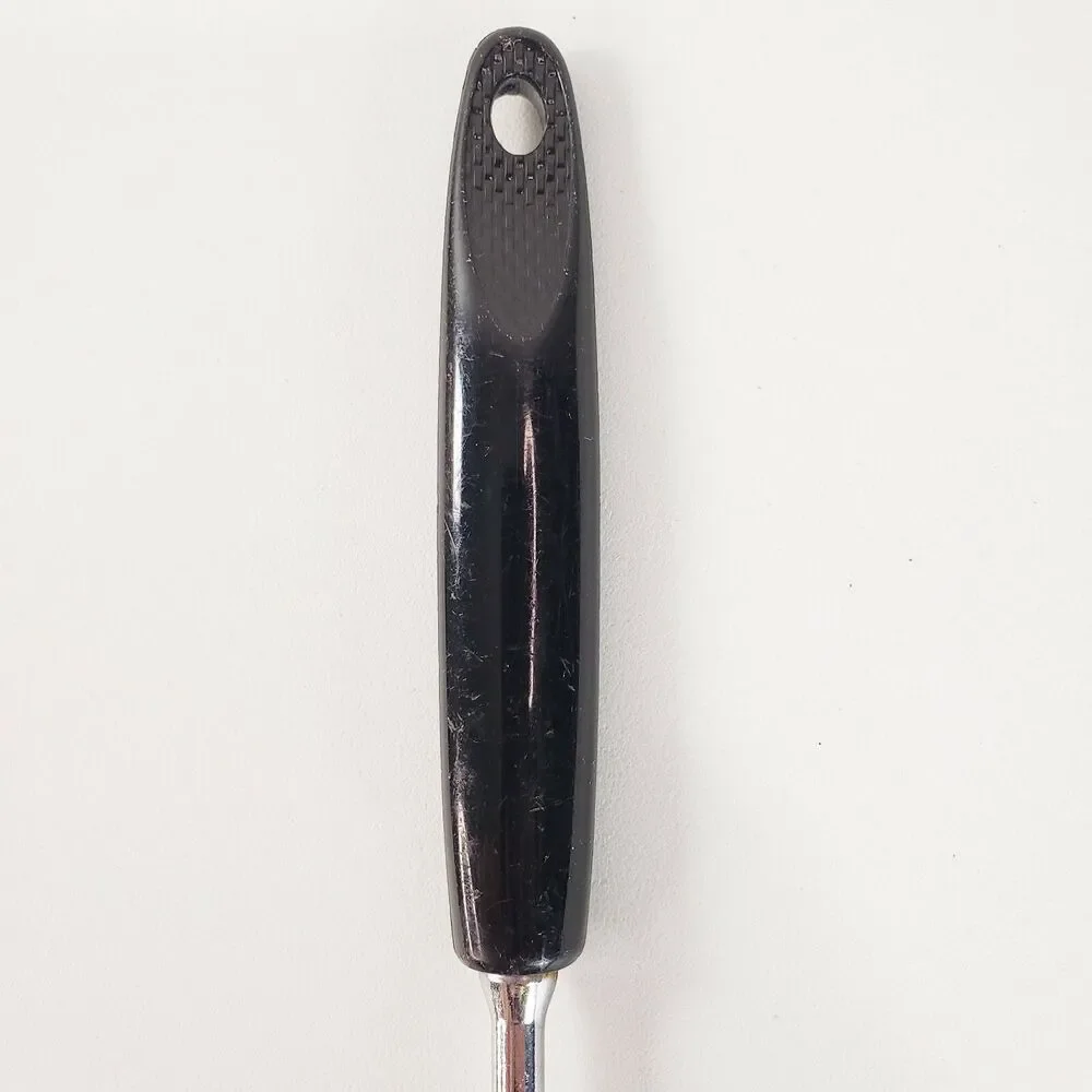Ekco Slotted Spoon Chromium Plated Black Plastic Handle Cooking Utensil Kitchen